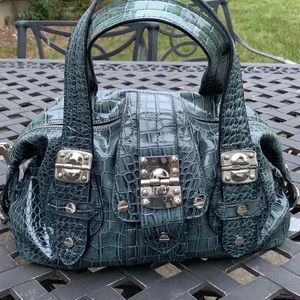 Steve Madden Crocodile-Embossed Teal Shoulder Bag- Good Condition